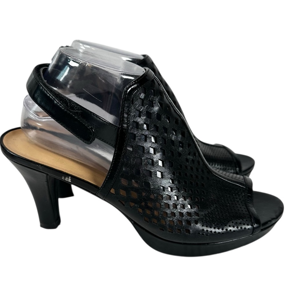Naturalizer Pola Sandals 9.5 Black Slingback High Heel Open Toe Sleek Comfort